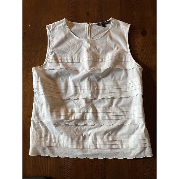 Brooks Brothers Tops - Brooks Brothers 346 Scalloped Sleeveless Blouse White Minimalist Women’s Size 12